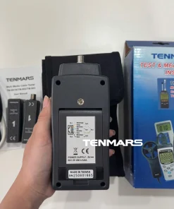 Thiết bị kiểm tra cáp mạng Tenmars TM-903 7 Ảnh chụp mặt sau Tenmars TM-903 khay chứa pin và tem nhãn