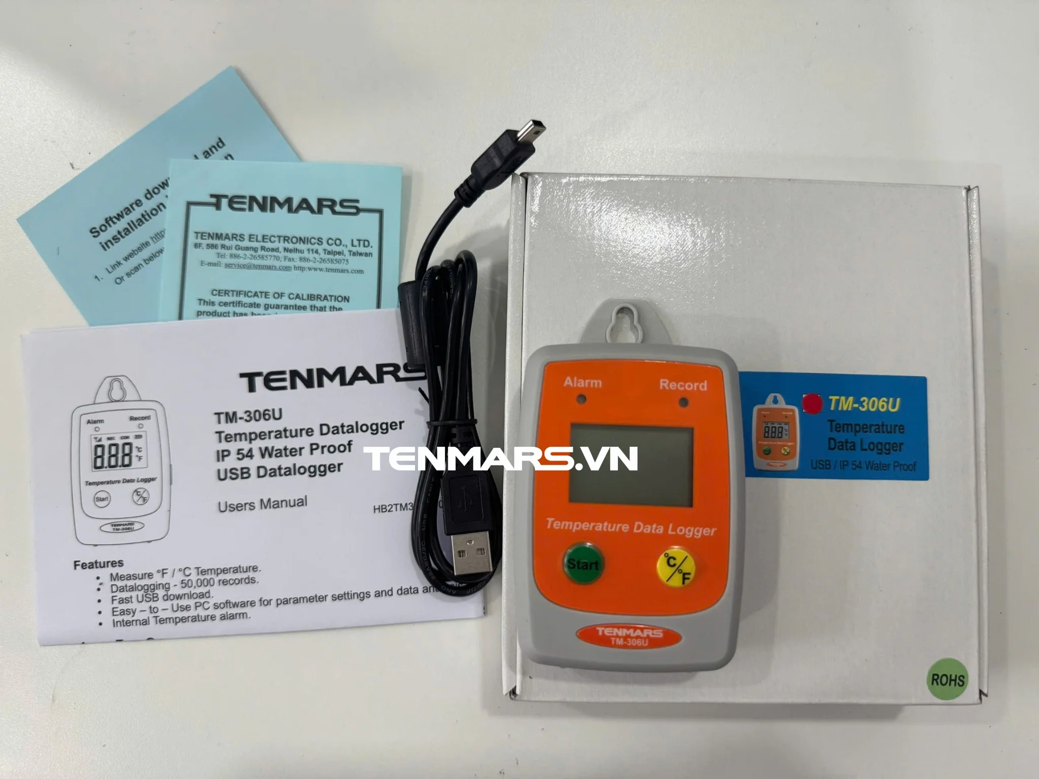 Nhiệt kế tự ghi Tenmars TM-306U 9 Bộ sản phẩm nhiệt kế tự ghi Tenmars TM-306U