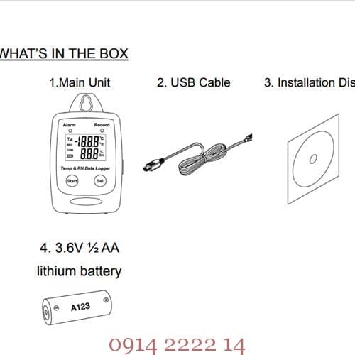 Phụ kiện đóng gói máy đo nhiệt độ độ ẩm tự ghi