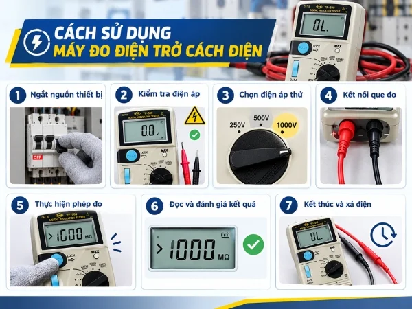 Cách sử dụng máy đo điện trở cách điện